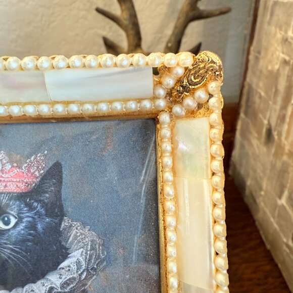 Vintage Convex Mother of Pearl Hollywood Regency Cat picture - Picture 7 of 15